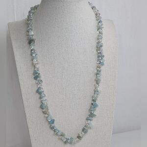 Artisan Aquamarine & Clear Quartz Necklace J008